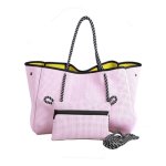 画像2: Wet material Punched Neoprene Tote shoulder Bag 　ウエットネオプレーンショルダートートバッグ ママバッグ (2)