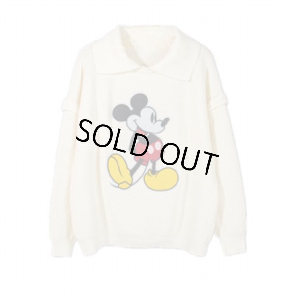 画像1: off-white hollowed out Mickey Mouse pattern sweater pullover  　即納ミッキーマウス ミッキー セーター プルオーバー (1)