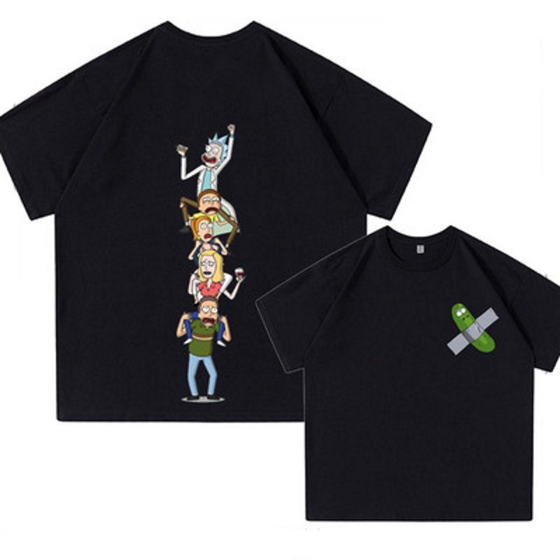 画像2: Rick and Morty Cucumber t-shirts   ユニセックス 男女兼用リックとモーティきゅうりプリント Tシャツ (2)