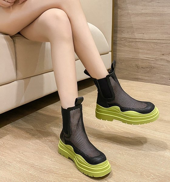 画像4: women's Mesh-Platform Martin Boots　メッシュプラットフォーム厚底マーティンブーツ (4)