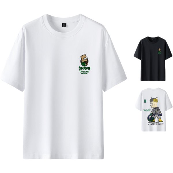 画像1: Simpson & Boy t-shirts  　ユニセックス 男女兼用バートシンプソンプリント Tシャツ (1)