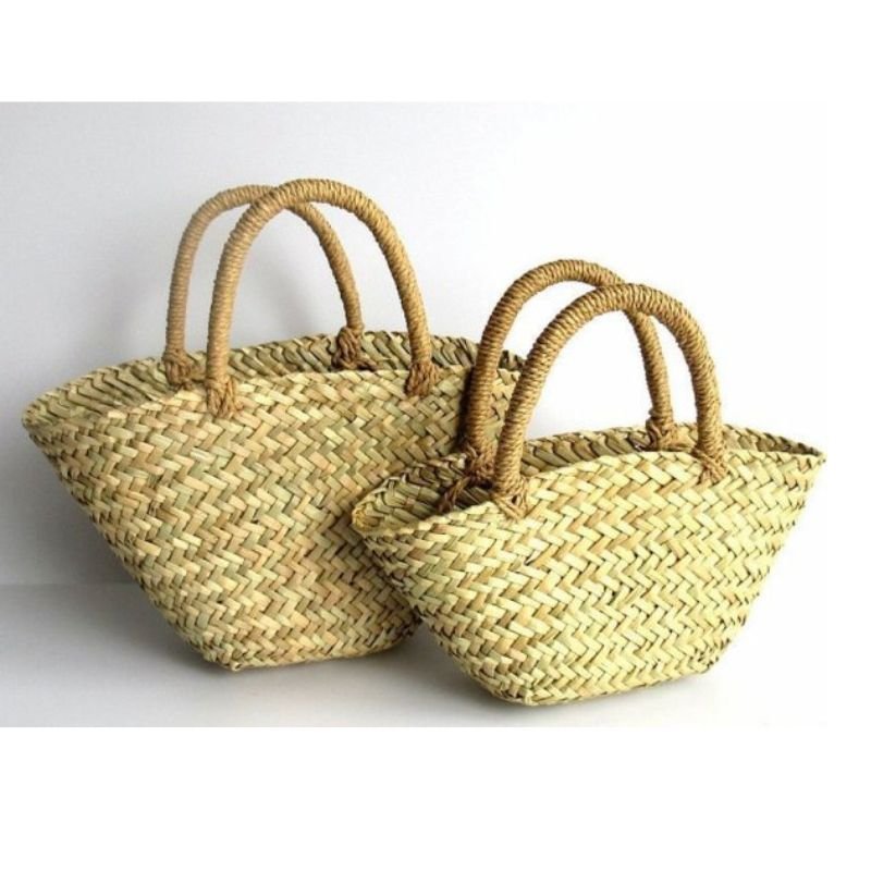 画像7: woven triangular grass oblique straw bagbasket bag  tote bag  トライアングル三角籠かごトートバッグ ビーチバッグ (7)