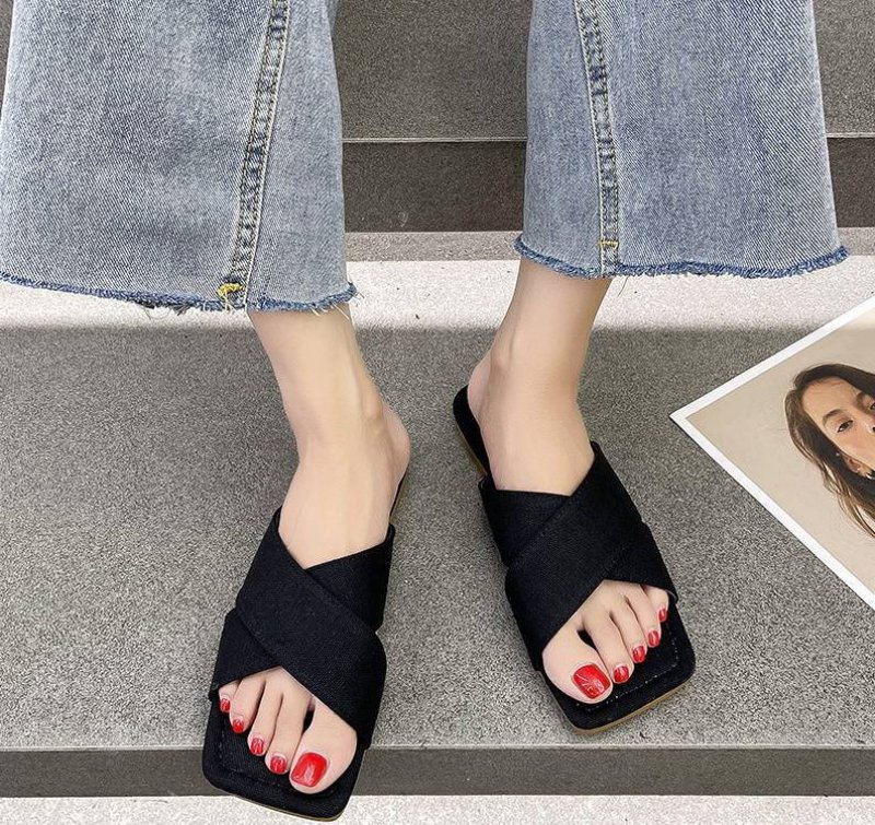 画像7: square head cross beach one word slippers sandal 　フラットクロスサンダルスリッパ    (7)