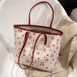 画像3: large-capacity cherry shoulder tote bag　チェリーショルダートートママバッグ ショッピングバッグ (3)