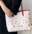 画像2: large-capacity cherry shoulder tote bag　チェリーショルダートートママバッグ ショッピングバッグ (2)