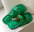 画像2: flat-bottomed belt buckle one-word slippers　フラットベルトバックルサンダルスリッパ    (2)