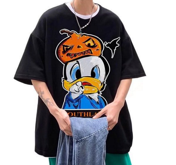 画像1: Angry Donald Luck printing t-shirts  　ユニセックス 男女兼用アングリードナルドダックプリントTシャツ (1)