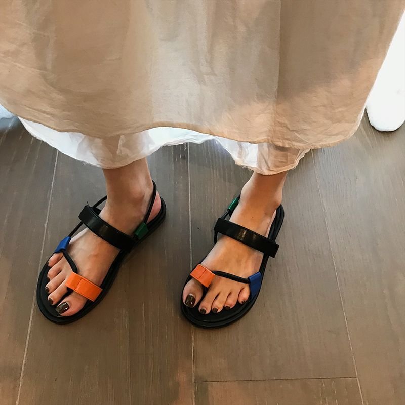 画像8: flat-bottomed clip-toe sandals slippers　フラットベルトバックルクリップトゥサンダルスリッパ    (8)