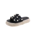 画像3: Platform with pearl slippers sandals 　パール＆ビジュー付きプラットフォーム厚底サンダルスリッパ    (3)