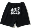 画像1: RRR123 drawstring Applique Half Pants　ユニセックス男女兼用 RRR123 アップリケ刺繍ハーフパンツ　ショートパンツ スウェットパンツ  (1)