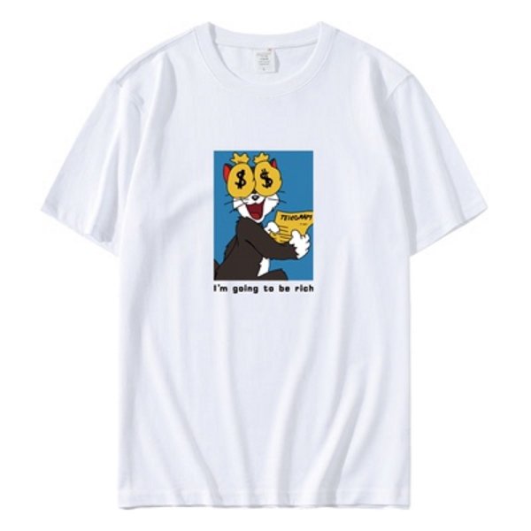 画像1: Rich Tom print t-shirts  　ユニセックス 男女兼用トムとジェリー リッチなトムプリントTシャツ (1)
