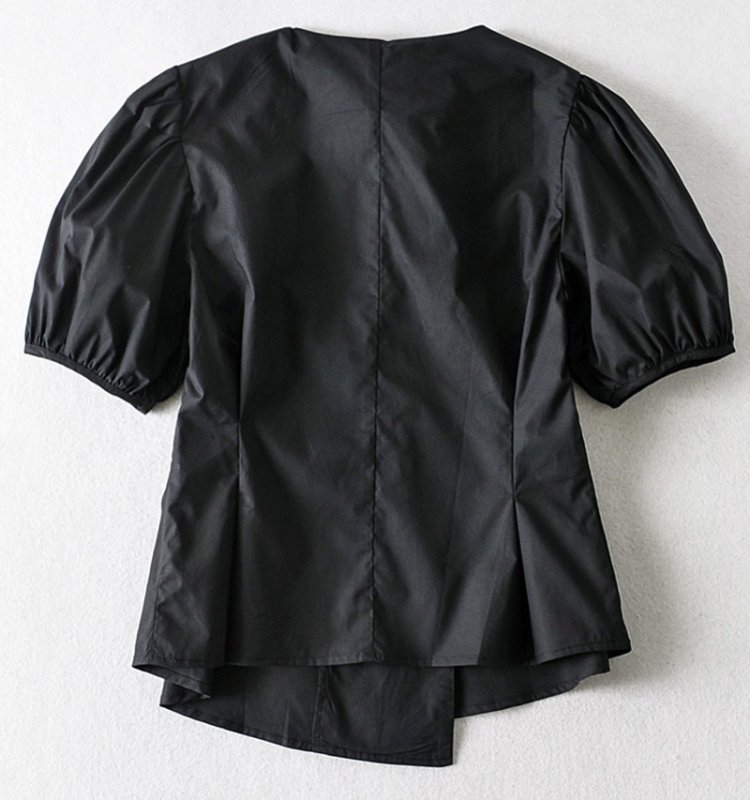 画像3: Women'sV-neck Western-style top French temperament light familiar style short shirt　 Vネック ウエスタンスパフスリーブ半袖ブラウス (3)