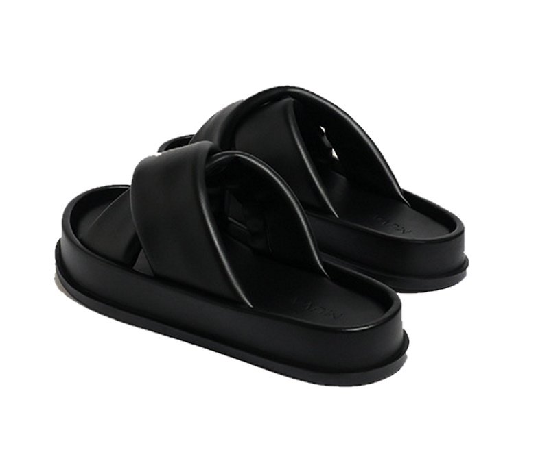 画像4: cross word with thick bottom sandals slippers  クロスフラットサンダルスリッパ    (4)