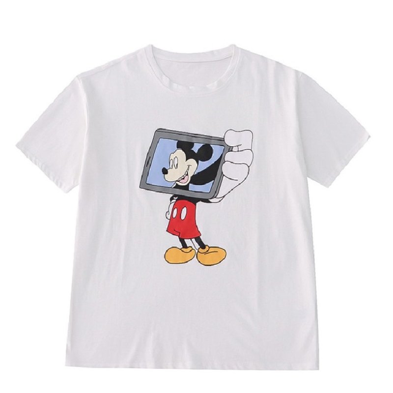 画像3: taking a picture Mickey Mouse print T-shirt　ミッキーマウス テイキングピクチャープリント半袖Tシャツ  (3)