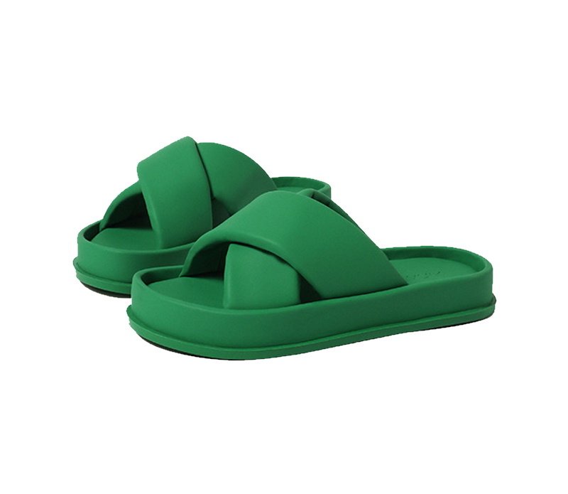 画像3: cross word with thick bottom sandals slippers  クロスフラットサンダルスリッパ    (3)