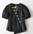 画像2: Women'sV-neck Western-style top French temperament light familiar style short shirt　 Vネック ウエスタンスパフスリーブ半袖ブラウス (2)