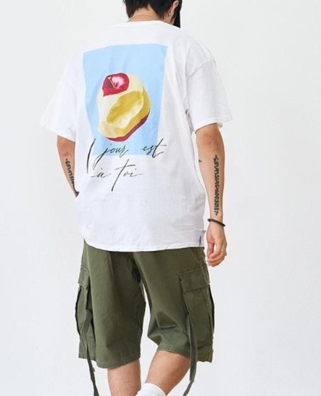 画像4: Apples & Grape Fruits printing t-shirts   ユニセックス 男女兼用アップル&グレーププリントTシャツ (4)