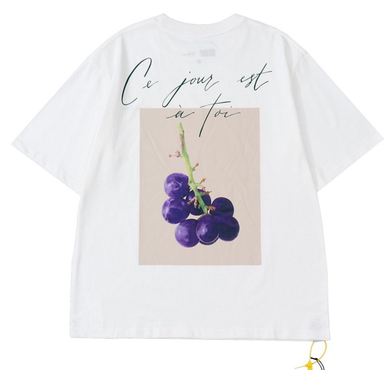 画像2: Apples & Grape Fruits printing t-shirts   ユニセックス 男女兼用アップル&グレーププリントTシャツ (2)