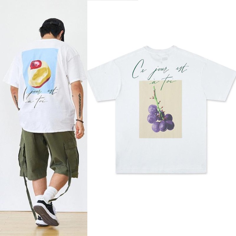 画像5: Apples & Grape Fruits printing t-shirts   ユニセックス 男女兼用アップル&グレーププリントTシャツ (5)