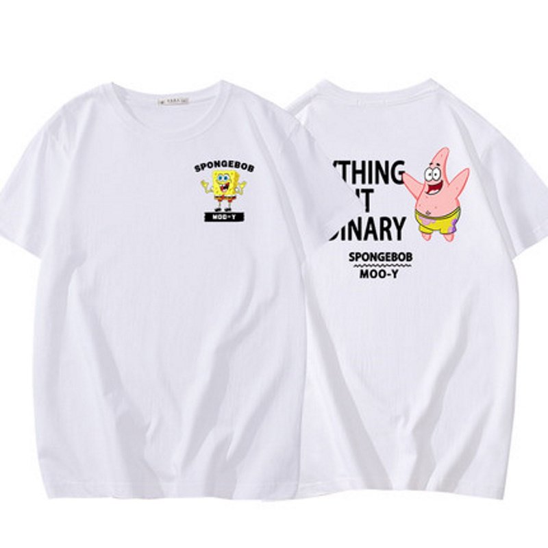 画像2: Sponge bob back logo print t-shirts   ユニセックス 男女兼用スポンジボブバックロゴープリントTシャツ (2)
