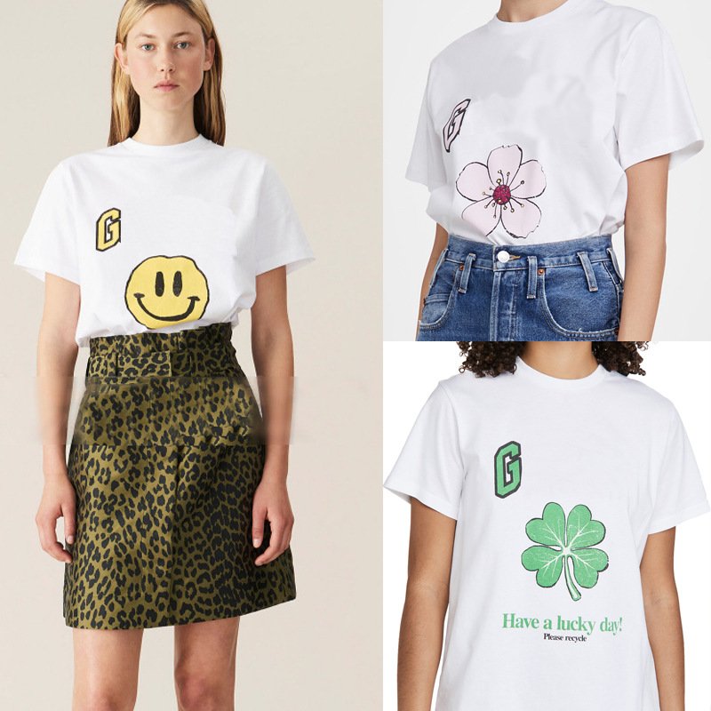 画像7: four-leaf clover cherry blossom smiley faceprint T-shirt　フォーリーブス＆チェリーブロッサム＆スマイリープリント半袖Tシャツ  (7)