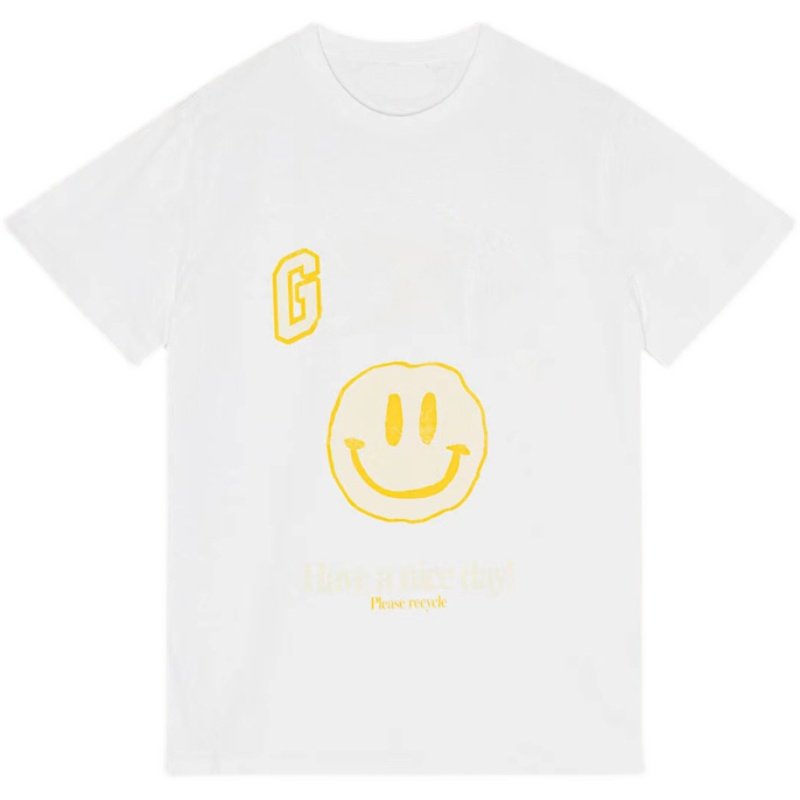 画像2: street shoot blogger Nordic style cartoon smiley print T-shirt　ストリートシュートスマイリープリント半袖Tシャツ  (2)
