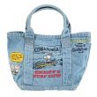 画像1: Snoopy embroidery denim eco bag shopping bag   tote bag　スヌーピー刺繍デニムエコトートママバッグ (1)