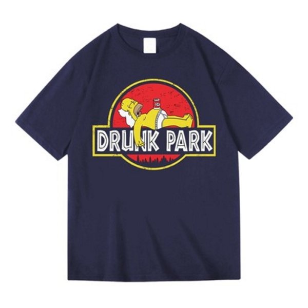 画像1: Drunk Park Homer Simpson T-shirt　ユニセックス 男女兼用ドランクパークホーマーシンプソンプリントTシャツ (1)