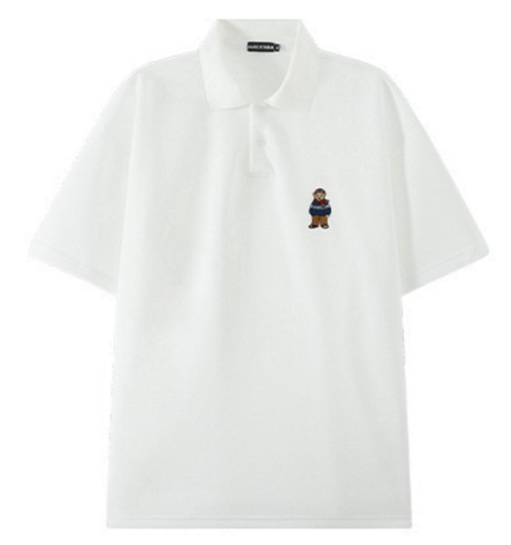 画像1: Unisex bear embroidery polo shirt　男女兼用 ユニセックスベア 熊刺繍ポロシャツ (1)