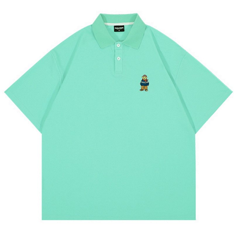 画像4: Unisex bear embroidery polo shirt　男女兼用 ユニセックスベア 熊刺繍ポロシャツ (4)