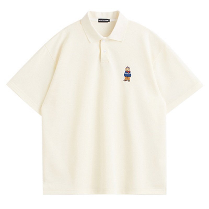画像3: Unisex bear embroidery polo shirt　男女兼用 ユニセックスベア 熊刺繍ポロシャツ (3)