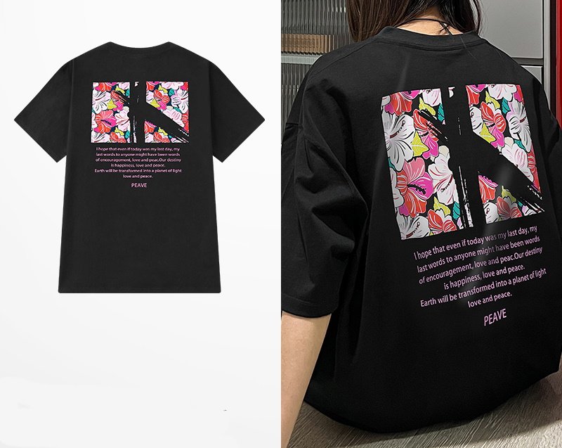 画像6: Flower motif T-shirt ユニセックス 男女兼用フラワーモチーフプリントTシャツ (6)
