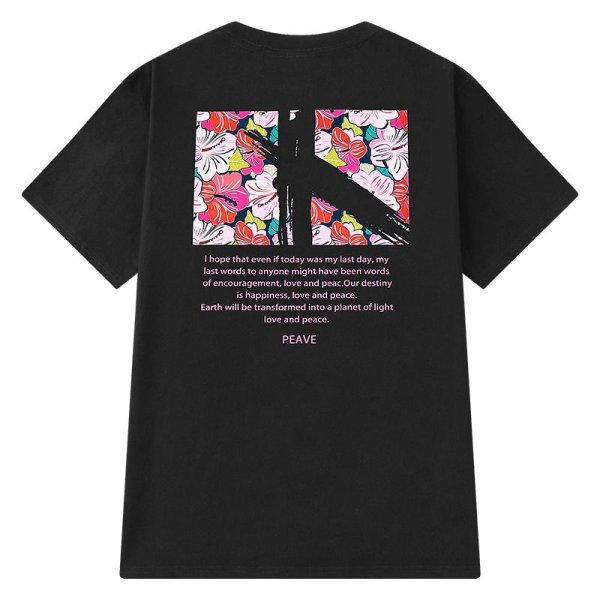 画像1: Flower motif T-shirt　ユニセックス 男女兼用フラワーモチーフプリントTシャツ (1)