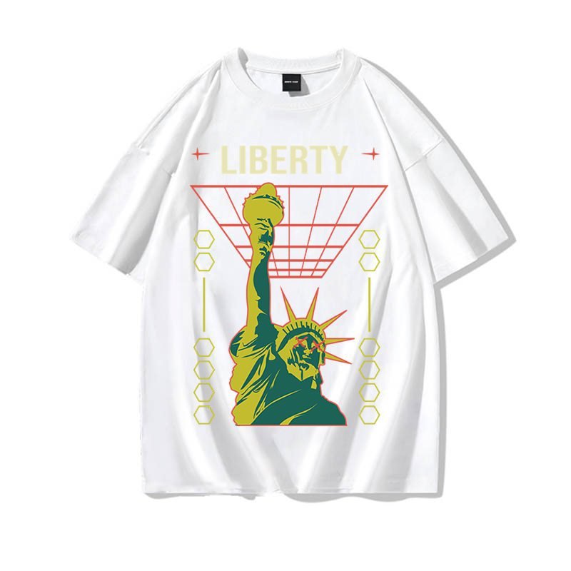 画像3: the statue of Liberty print T-shirt ユニセックス 男女兼用自由の女神プリントTシャツ (3)