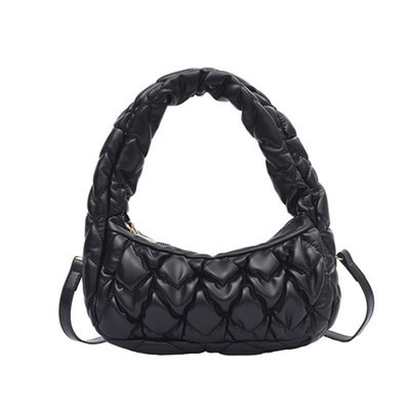 画像3: Leather quilted underarm bag tote bag キルティングギャザーレザーアンダーアームショルダー (3)