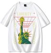 画像1: the statue of Liberty print T-shirt　ユニセックス 男女兼用自由の女神プリントTシャツ (1)