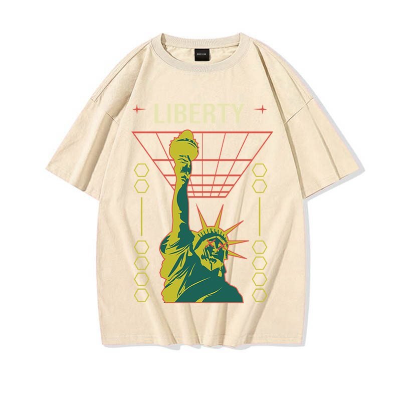 画像2: the statue of Liberty print T-shirt ユニセックス 男女兼用自由の女神プリントTシャツ (2)