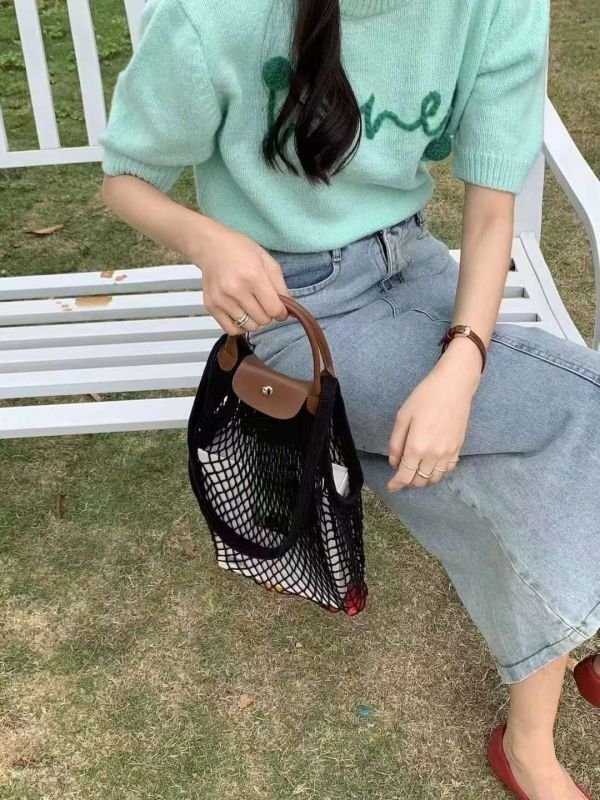 画像8:  Mesh Le Preage Fillet Hollow Storage tote shoulder bag メッシュ ネット フィレ トートショルダーバッグ エコバッグ (8)