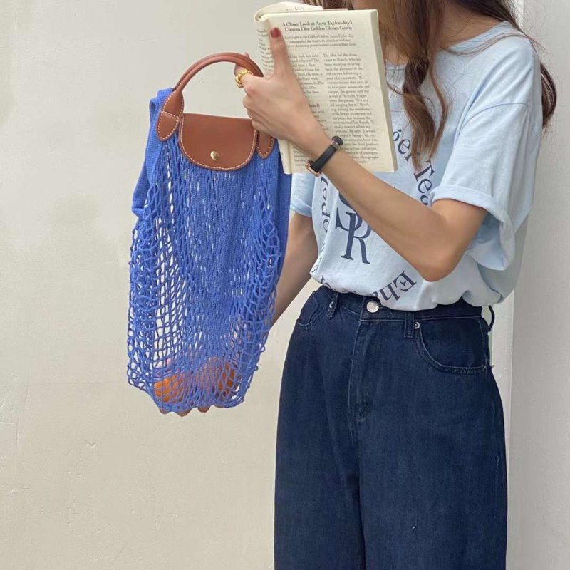 画像7:  Mesh Le Preage Fillet Hollow Storage tote shoulder bag メッシュ ネット フィレ トートショルダーバッグ エコバッグ (7)