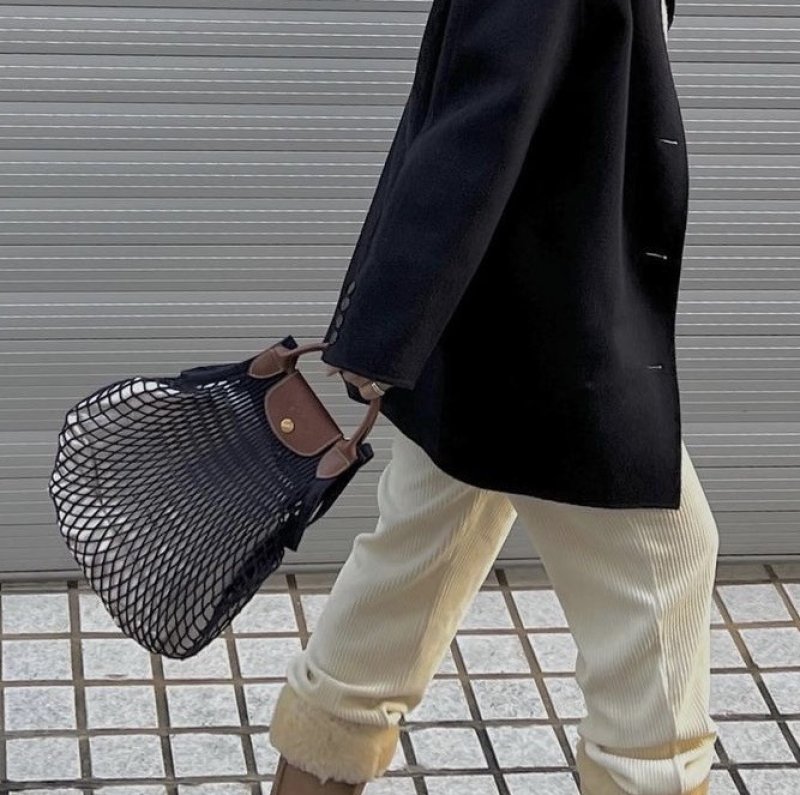 画像9:  Mesh Le Preage Fillet Hollow Storage tote shoulder bag メッシュ ネット フィレ トートショルダーバッグ エコバッグ (9)
