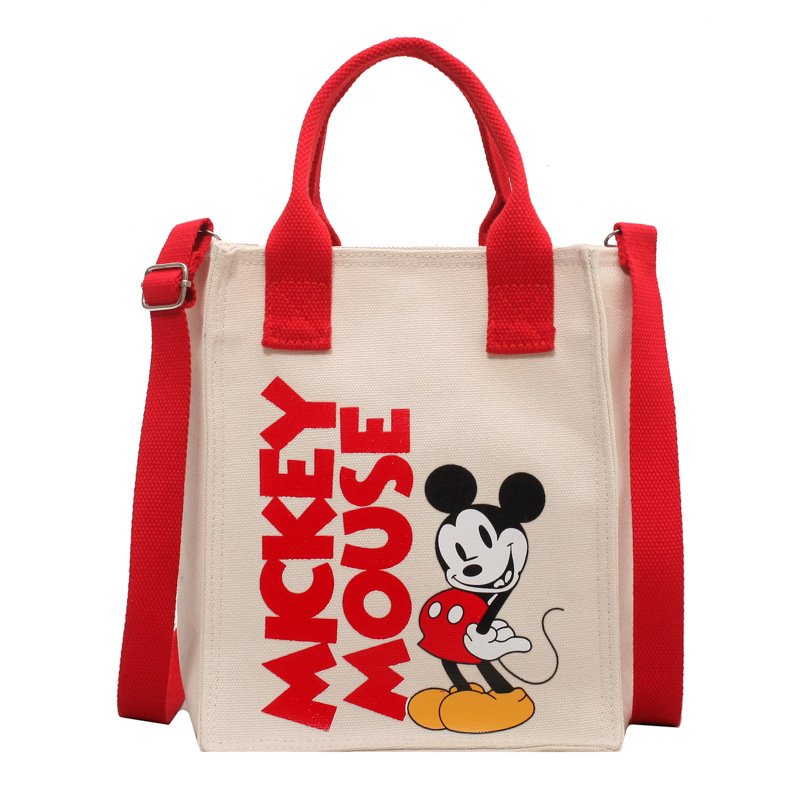 画像2: Mickey one-shoulder canvas messenger bag eco bag shopping bag  tote bag ミッキーマウスミッキーキャンバスエコトートママバッグ (2)