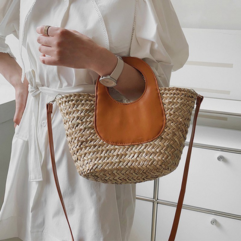 画像3: Handheld Straw Weave Bucke tote shoulder bag ハンドヘルド籠 かご カゴトートショルダーバッグ (3)