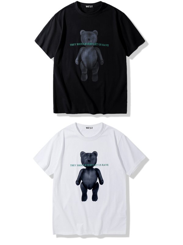 画像4: they should just let us rave bear print T-shirt ユニセックス 男女兼用ベア 熊プリントTシャツ (4)