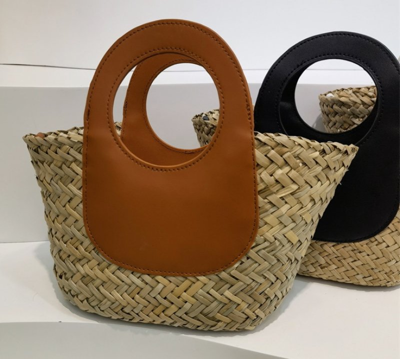 画像5: Handheld Straw Weave Bucke tote shoulder bag ハンドヘルド籠 かご カゴトートショルダーバッグ (5)