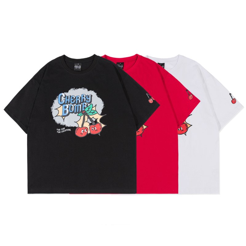 画像7: cherry bomb print T-shirt ユニセックス 男女兼用チェリーボムプリントTシャツ (7)