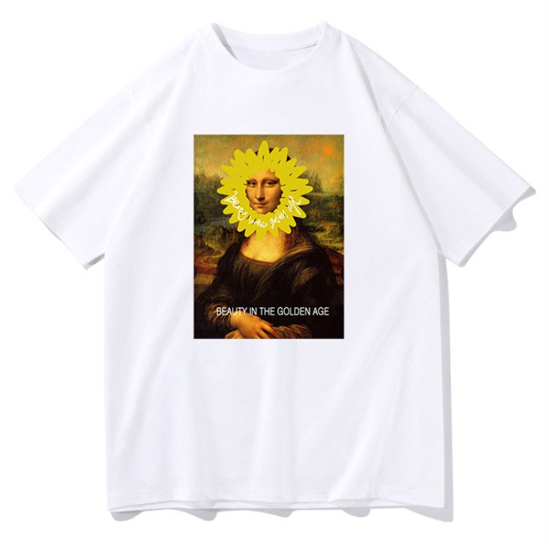 画像3: Flower Mona Lisa print T-shirt ユニセックス 男女兼用フラワーモナリザプリントTシャツ (3)