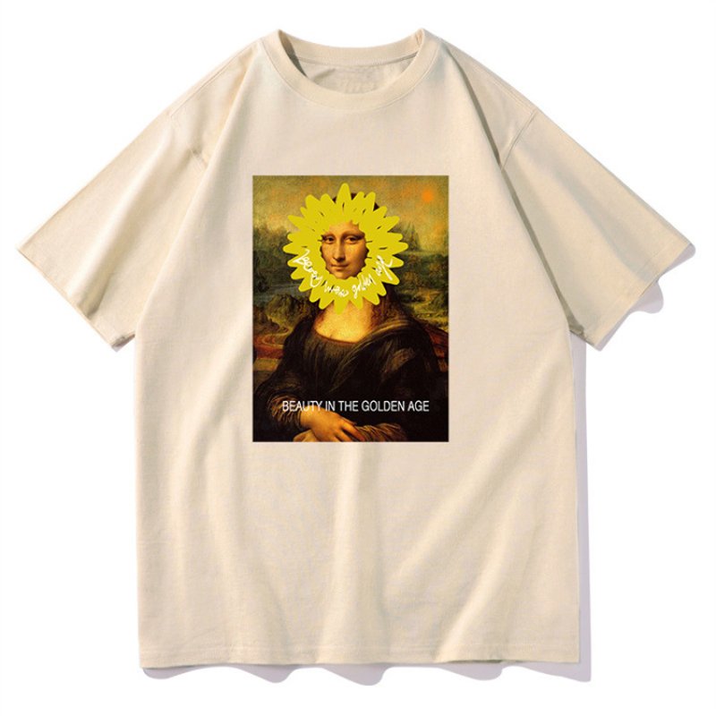 画像4: Flower Mona Lisa print T-shirt ユニセックス 男女兼用フラワーモナリザプリントTシャツ (4)