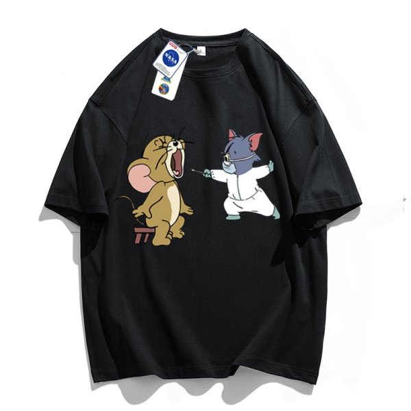画像1: Nasa Tom & Jerry print T-shirt　ユニセックス 男女兼用ナサトムとジェリートム＆ジェリープリントTシャツ (1)
