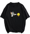 画像1: Tom and Jerry cartoon five-point sleeve T-shirt　ユニセックス 男女兼用トムとジェリートム＆ジェリープリント五分袖Tシャツ (1)