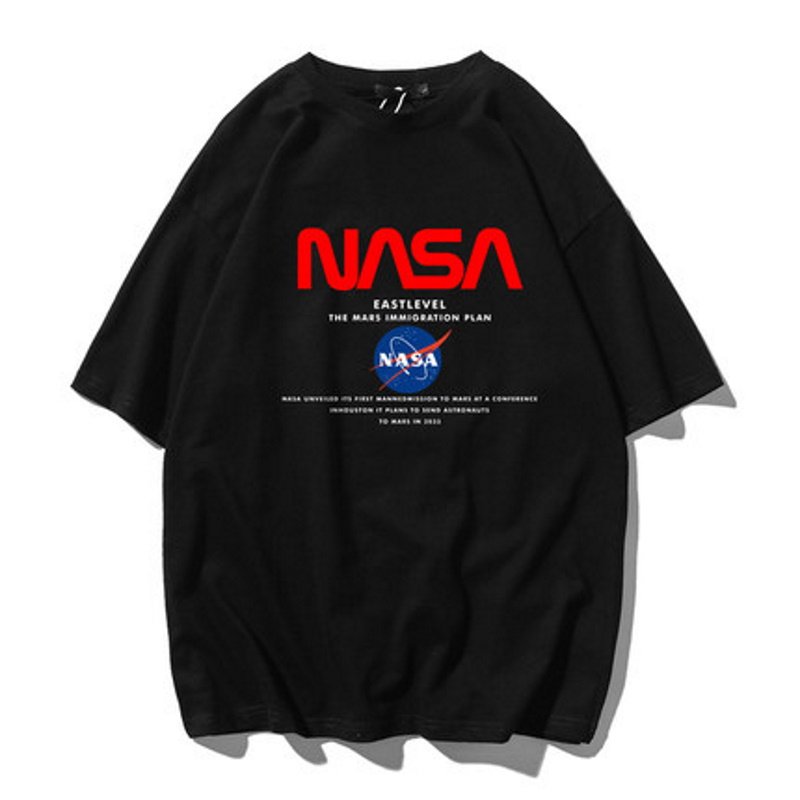 画像3:  nasa logo printT-shit　ユニセックス 男女兼用ナサロゴプリントTシャツ (3)